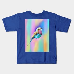 Lilac Breasted Roller Pastel Watercolor Kids T-Shirt